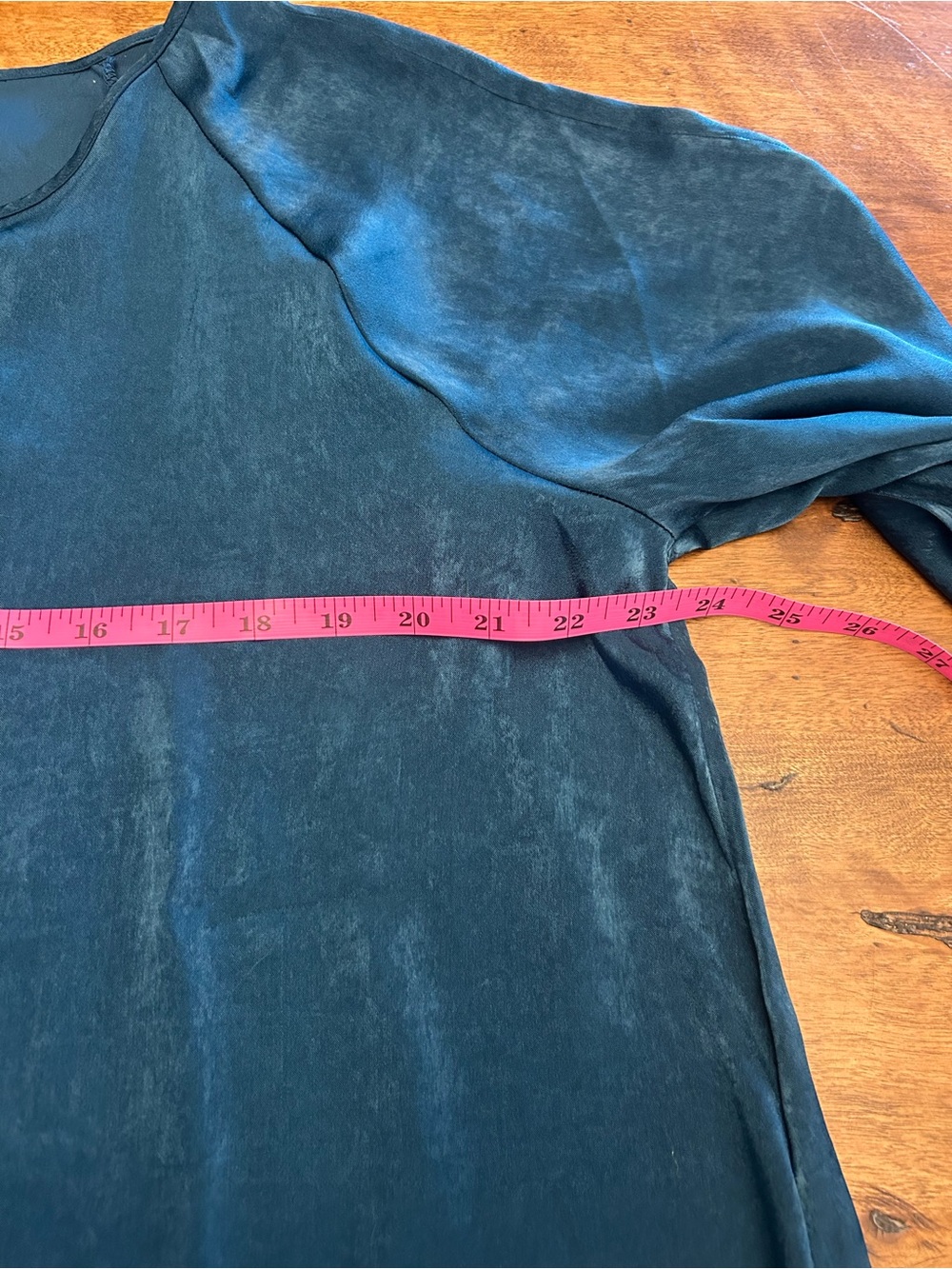 Satin-Look Long Sleeve Blouse in Teal